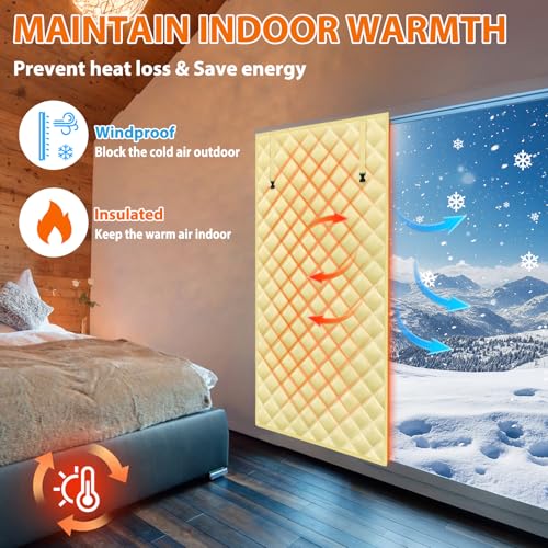 Axcoix 3 Layer 39" x 62" Thermal Insulated Window Cover,Oxford Windows Blanket Curtains Winterizing Kit Window Insulation for Winter Keeping Warm - Image 4