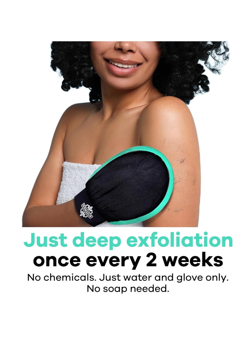 Dermasuri - Deep Exfoliating Glove - Polishing Mitt Body Scrubber - Korean Skin Cleaner Exfoliator & Dead Skin Buffing Treatment - Gifts for Women & Men - Keratosis Pilaris Scrub Remover - (1 Pack) - Image 2