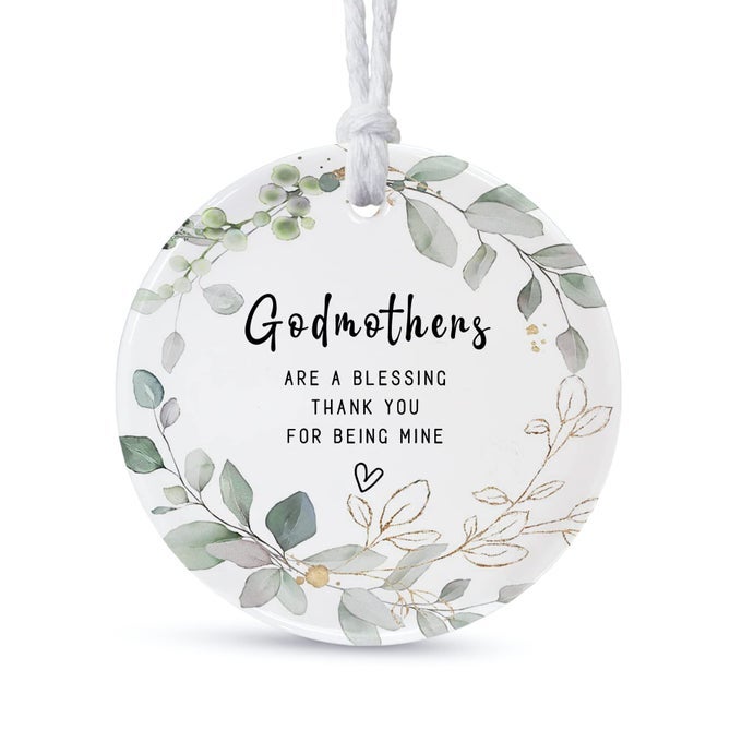 CHRISTMAS ORNAMENT FOR GODMOTHER 2025 FOR GODMOTHER A GIFT TO COMMEMORATE YOUR DEEP LOVE FOR EACH OTHER CERAMIC ORNAMENT KEEPSAKE PRINTED ON BOTH SIDES 29