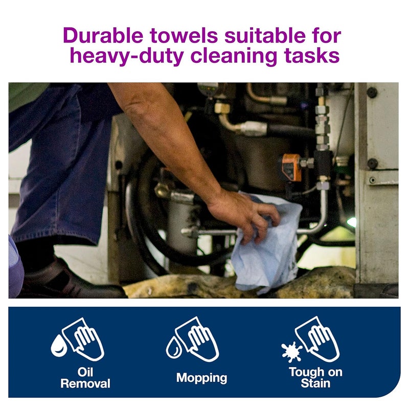 Tork ShopMax Heavy Duty Paper Shop Towel Blue High Absorbency 30 rolls x 60 Sheets 450360 - Image 3