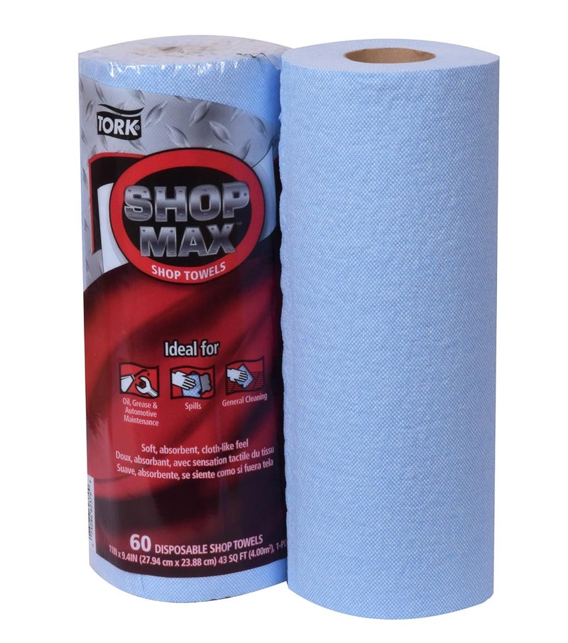 Tork ShopMax Heavy Duty Paper Shop Towel Blue High Absorbency 30 rolls x 60 Sheets 450360 - Image 4