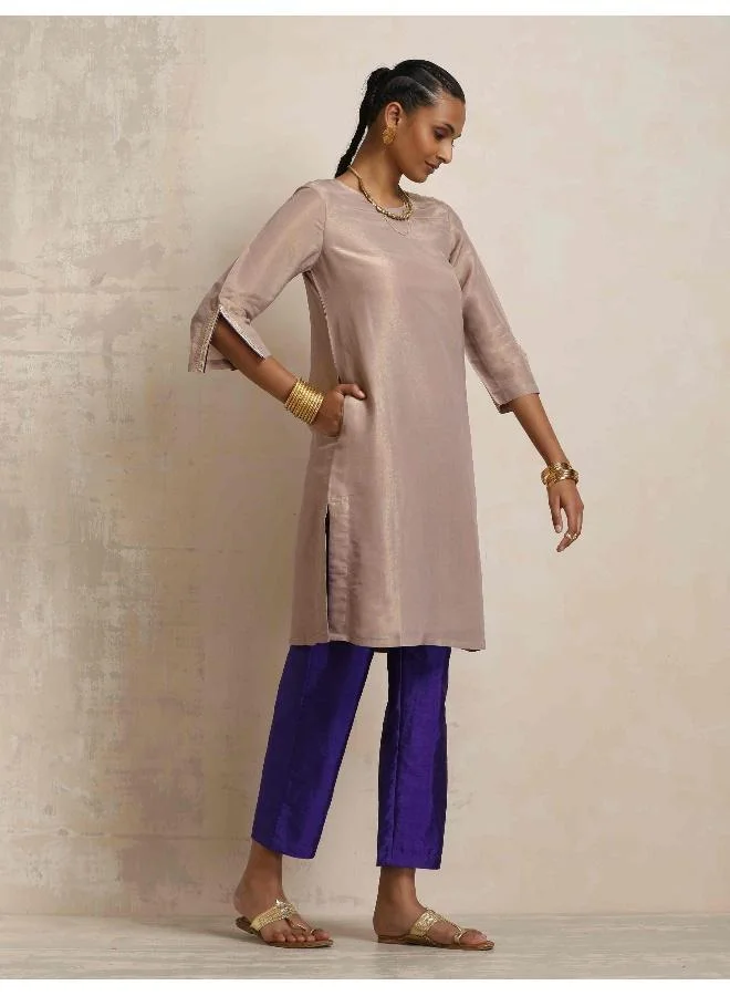 trueBrowns Lilac Tissue Kurta Co-ord Set