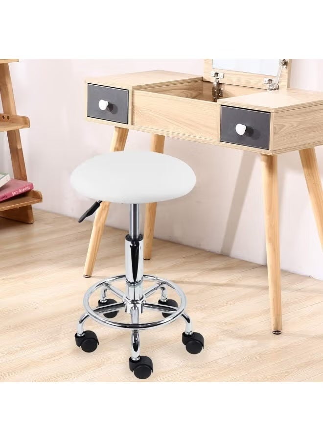 Round Swivel Stool with Adjustable Height, PU Leather Seat and Rolling Wheels for Office, Salon, Clinic and Home Use - Image 2