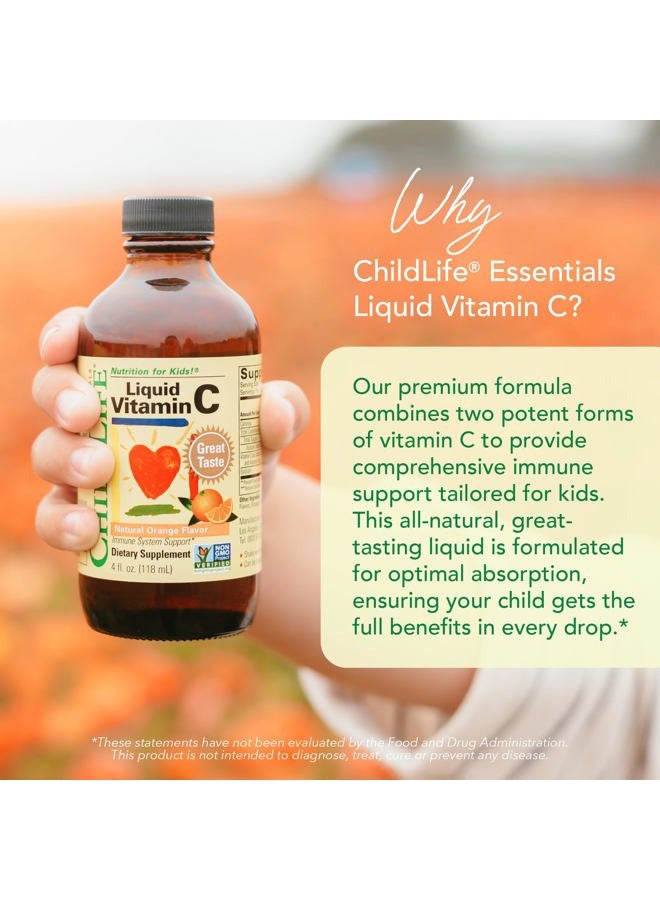 CHILDLIFE ESSENTIALS فيتامين سي السائل - فيتامين سي نقي سائل، فيتامين سي للأطفال، مكمل سائل، دعم جهاز المناعة، طعم رائع - برتقال طبيعي، 4 أونصة سائلة (عبوة من 6) - Image 3