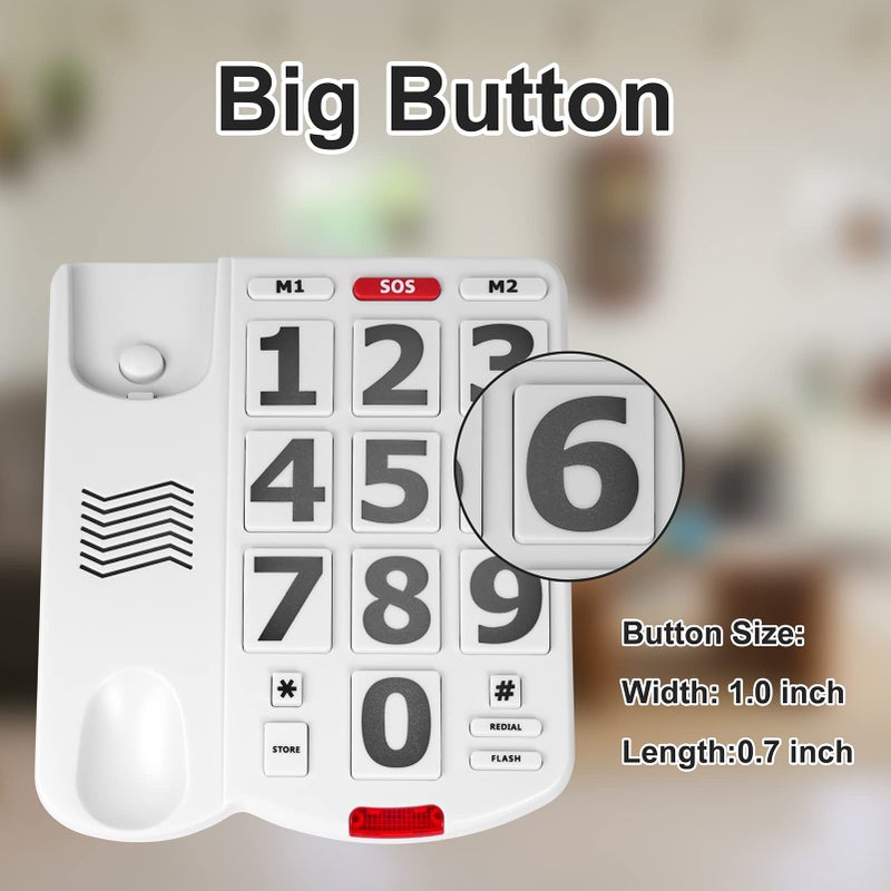 VDTG Large Key Wired Telephone, Adjustable Ringing Tone, and earpiece Volume, The earpiece can be Adjusted to Ultra-high Volume, which is Helpful for Those - Image 2