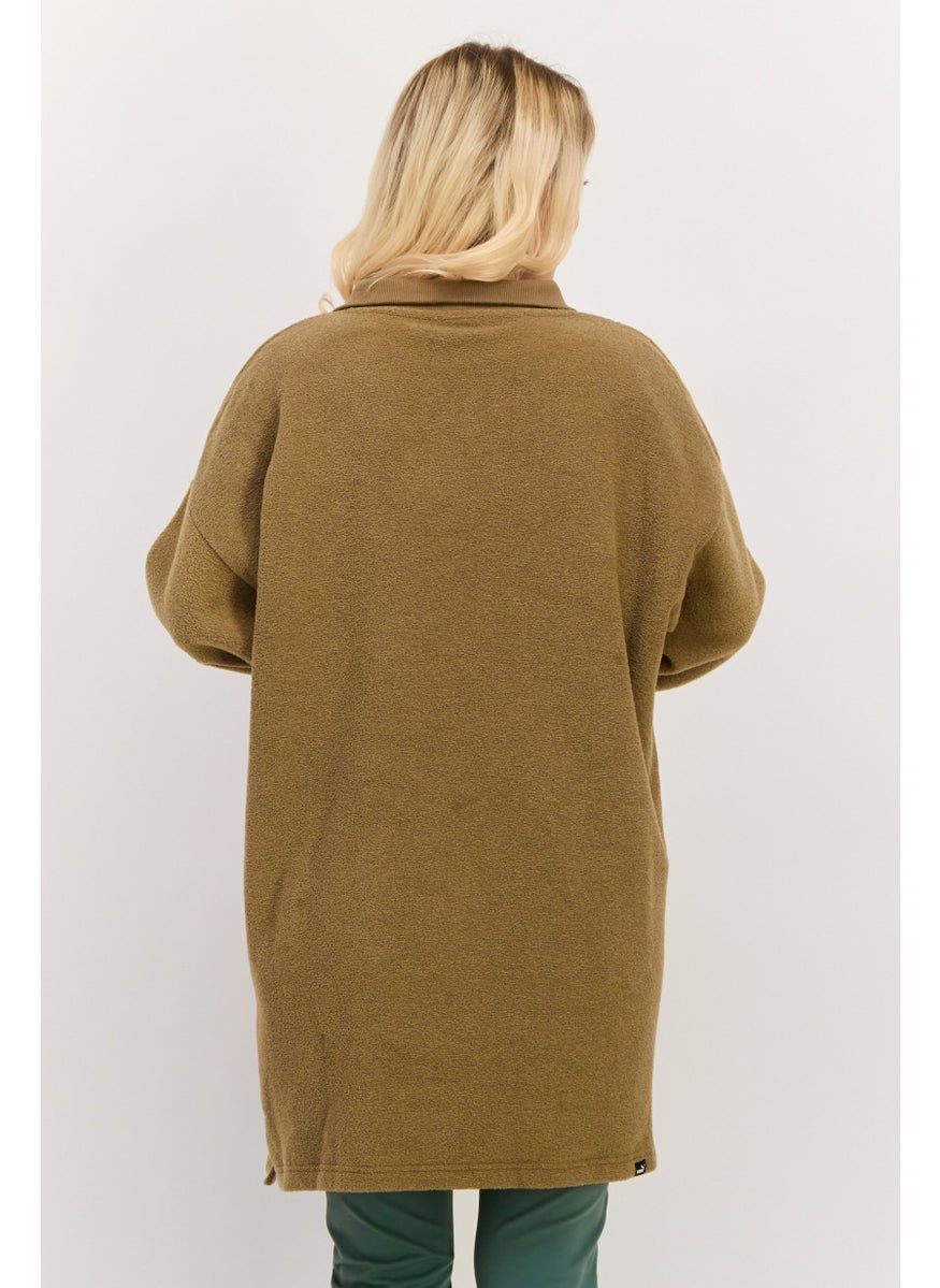 PUMA - Women Relaxed Fit Winterized HZ Outdoor Sweatshirt, Khaki - Image 1