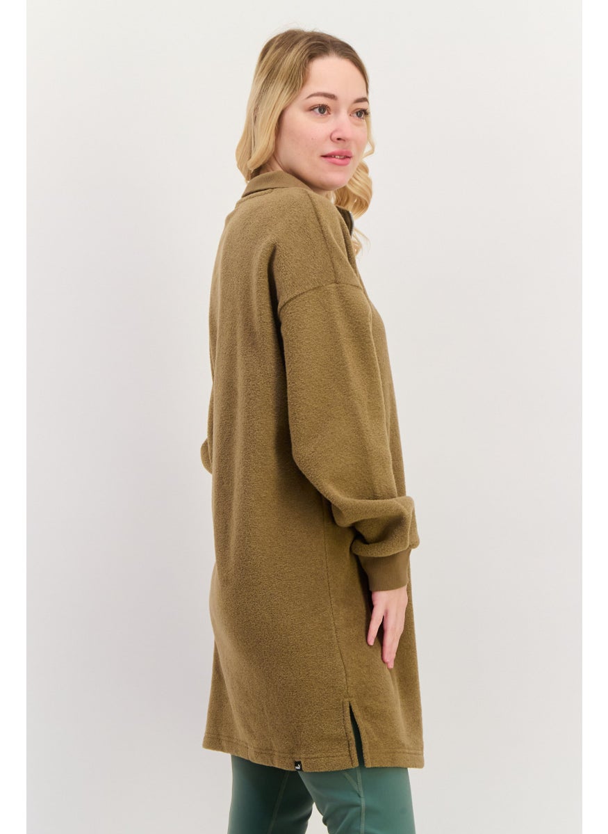 PUMA - Women Relaxed Fit Winterized HZ Outdoor Sweatshirt, Khaki - Image 1