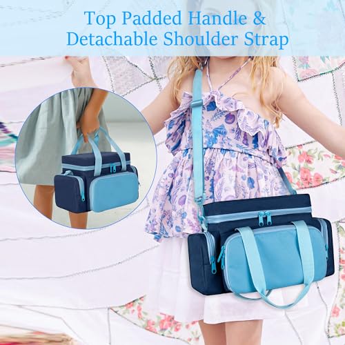 LoDrid Carrying Case Compatible with Tonie Box 2/1, Storage Bag Organizer for Audio Player Set and Accessories with Handle and Shoulder Strap, Blue, Bag Only (Patent Design) - Image 5