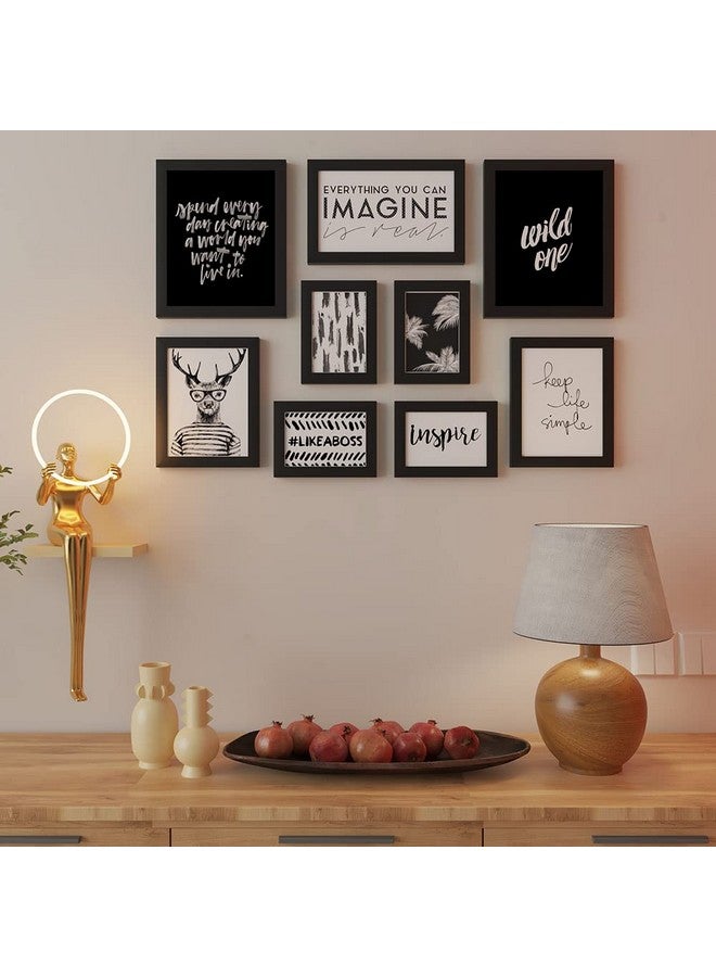 Painting Mantra Painting Mantra Keep Life Simple and Live Wild Wall Quote Frames for Living Room, Decorative Home Decor Poster, Wall Hangings for Decoration Set of 9  - Image 1