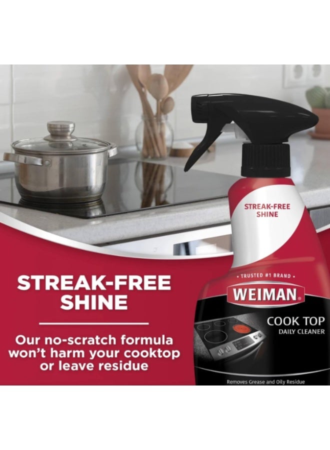 Weiman Cooktop 3-in-1 Cleaner & Polish Spray, 12 fl oz (Pack of 2) with Cleaning Cloth - Image 4