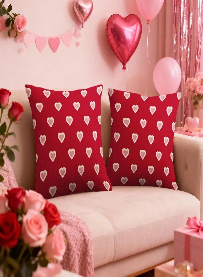 Smozenith أغطية وسائد عيد الحب، مقاس 18×18 بوصة، طقم من قطعتين، باللونين الأحمر والوردي، بنقشة عيد الحب، أغطية وسائد مزخرفة، مناسبة للاستخدام الخارجي، ديكورات منزلية ريفية، زينة حفلات الزفاف والذكرى السنوية، أغطية وسائد، ديكورات للأريكة والسرير - Image 2