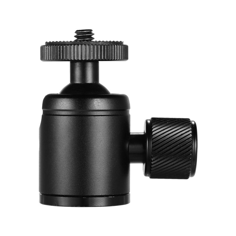 Mini Metal Tripod Head Adapter Ball Head Aluminum Alloy with 1/4 Inch Screw and 3/8 Inch Screw Hole for Mobile Phone Camera LED Light Tripod Black - Image 4