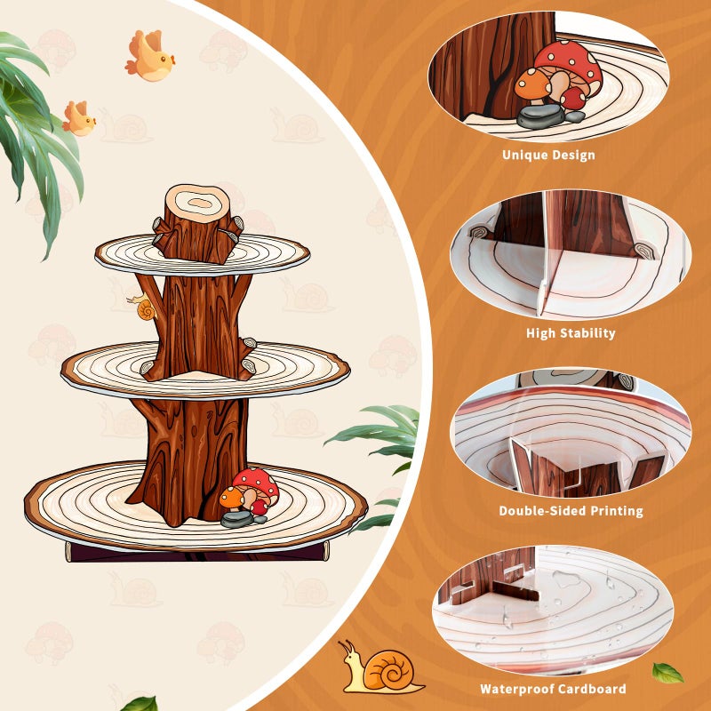 BACUTHY 2 Pack Woodland Baby Shower Decorations Cupcake Stands: Cake Topper Stand Western Party Decors Supplies Favors, Baby Kids Boys Girls Birthday Safari Camping Mushroom Theme Cardboard Cupcake Holders - Image 4