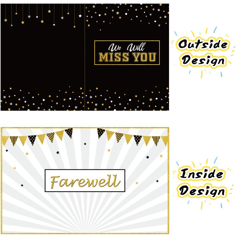 Sumind بطاقة وداع عملاقة من سوميند 13.8 × 21.6 بوصة حظ سعيد سنفتقدك ديكور كتاب ضيوف لحفلة زملاء العمل (أسود وذهبي) - Image 2