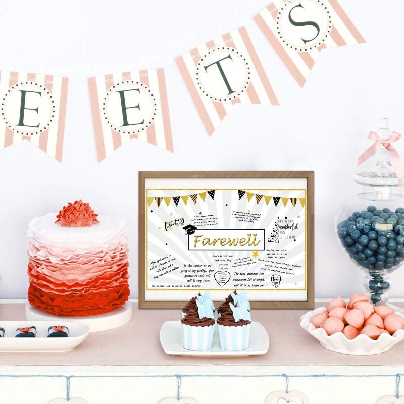 Sumind بطاقة وداع عملاقة من سوميند 13.8 × 21.6 بوصة حظ سعيد سنفتقدك ديكور كتاب ضيوف لحفلة زملاء العمل (أسود وذهبي) - Image 4