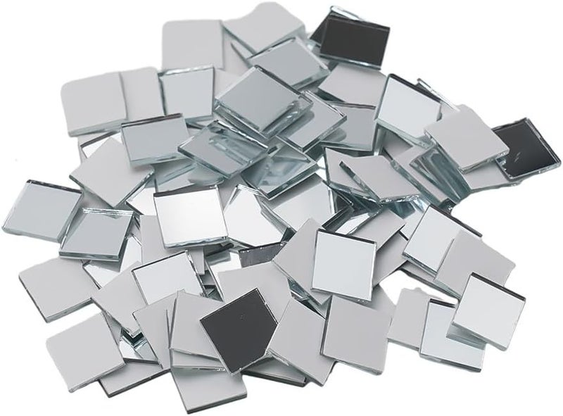 100 قطعة من بلاط الفسيفساء المرآتي الفضي اللاصق ذاتيًا مقاس 10x10 مم لتزيين جدار كرة الديسكو DIY - Image 2