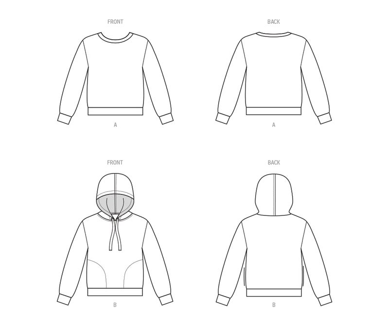 New Look Easy Misses' and Men's Sweatshirts Hood Variations Sewing Pattern Kit, Design Code N6759, Sizes S-M-L-XL-XXL, Multicolor - Image 3
