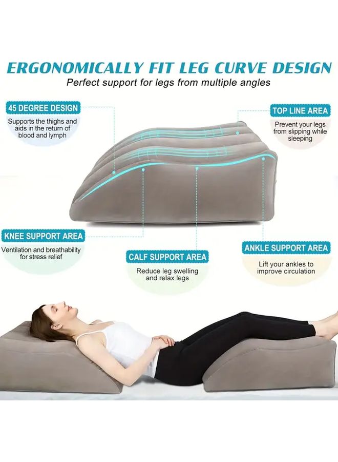 Light Grey Wedge Leg Pillow Ergonomic High Support for Sleeping Calf Back Hip Ankle Alignment - Image 5