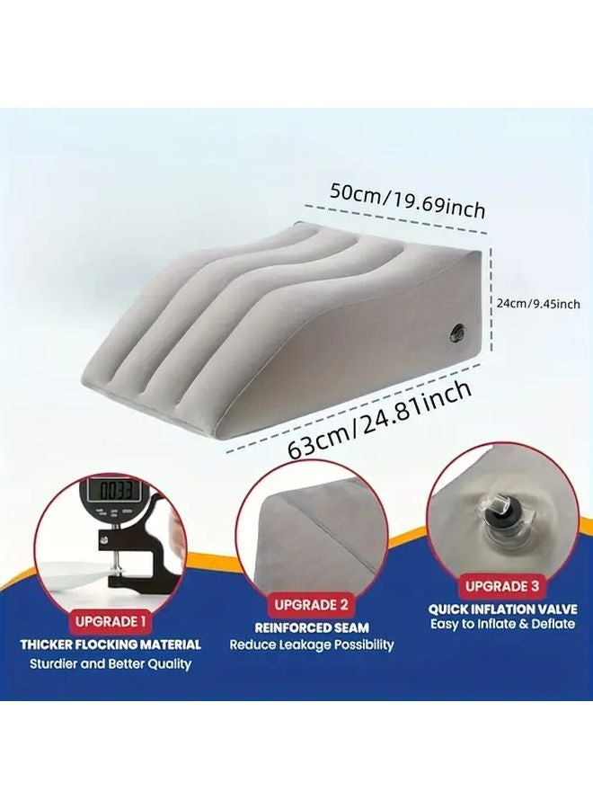 Light Grey Wedge Leg Pillow Ergonomic High Support for Sleeping Calf Back Hip Ankle Alignment - Image 4