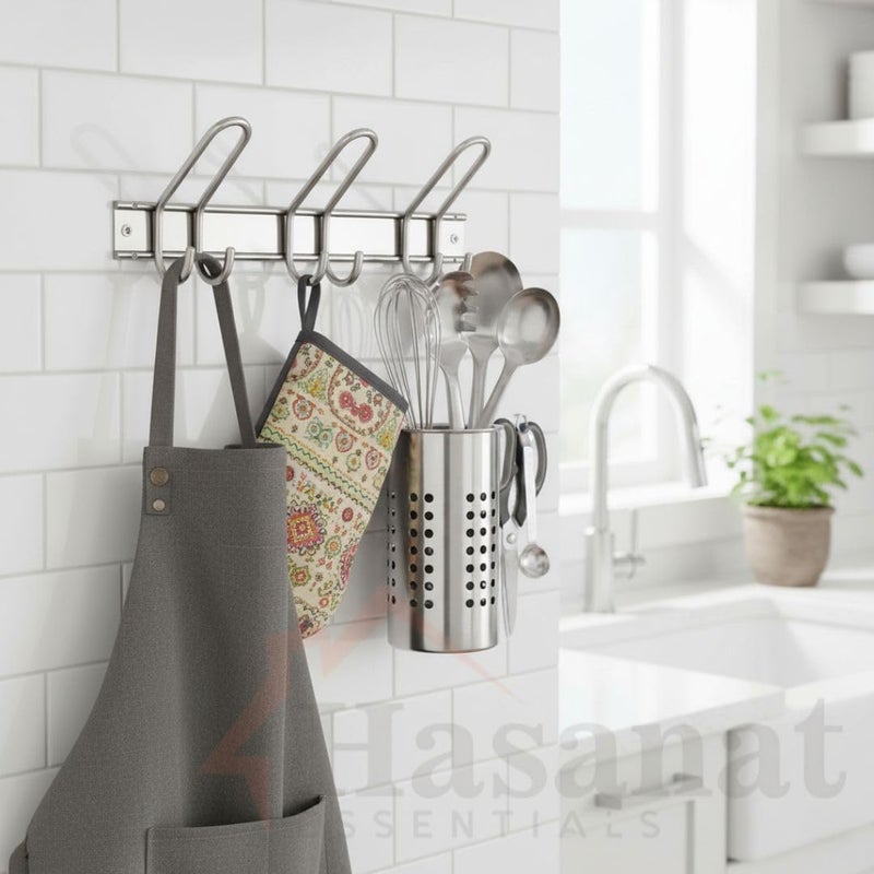 Hasanat Essentials Romak 6-Hook Stainless Steel Hanger - Image 3