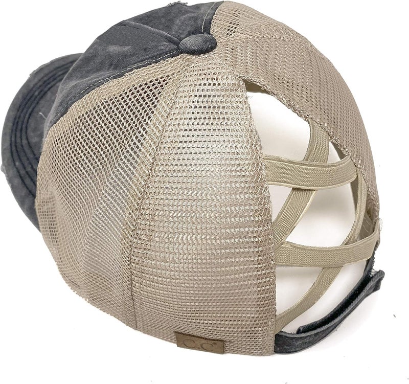 Funky Junque Ponytail Hat for Women - Baseball Cap with Adjustable Fit & High Pony Tail Criss Cross Back for Everyday Wear - Image 1