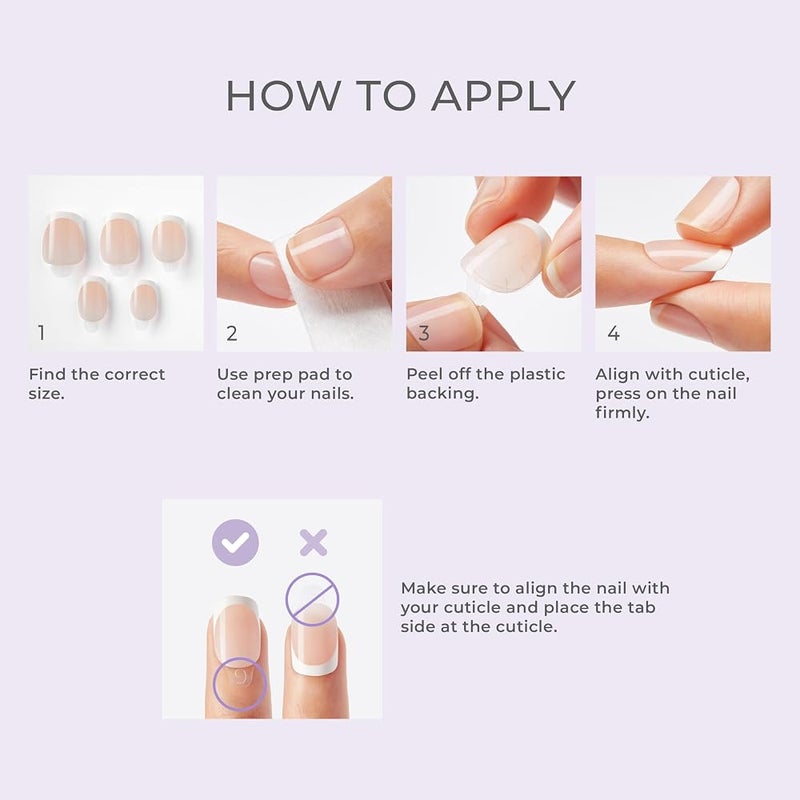إمبريس KISS imPRESS – طقم لتجميل الأظافر بدون استخدام غراء، متوفر بلون “فرنسي، Fearless”، بنهاية بيضاء فاتحة، متوسط الحجم، على شكل لوز، يشمل 30 ظفرًا صناعيًا، وسادة تحضير، ورقة تعليمات، قطب لتنظيف الأظافر، ومبرد صغير. - Image 5