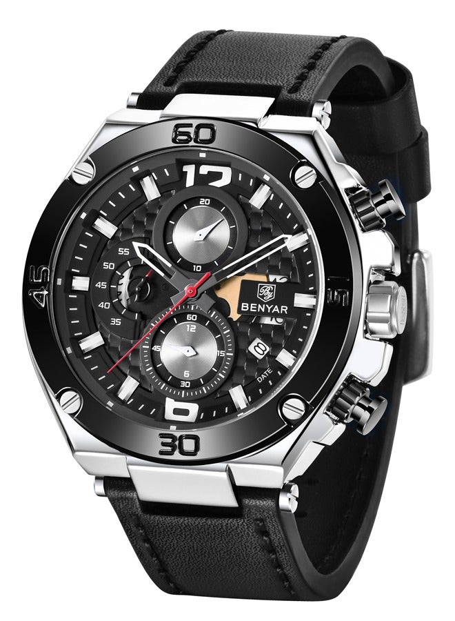 BENYAR Quartz Men's Watches, Sports Chronograph, Waterproof, Belt, Fashionable And Versatile, 45MM Stainless Steel Frame, BY 5151 - Image 1