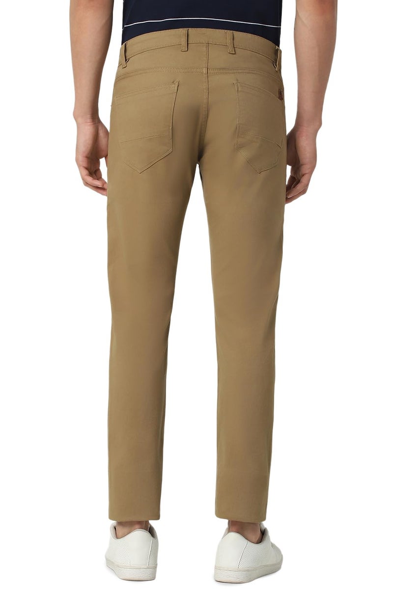 Peter England Men's Skinny Fit Stretchable Everyday Casual Trouser | Scoop Pocket Premium Twill Chinos | Flat Front Dark Khaki, Mid Rise, 32 - Image 5