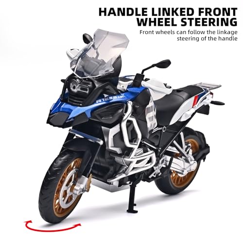 RZAPE Diecast Motorcycle Model Kit 112 Scale R1250 GS ADV Model MotorcyclesKids Motorcycles Toy Front Wheel Can Be Steered Left and RightMotorcycle Toys for Kids 35Blue - Image 5