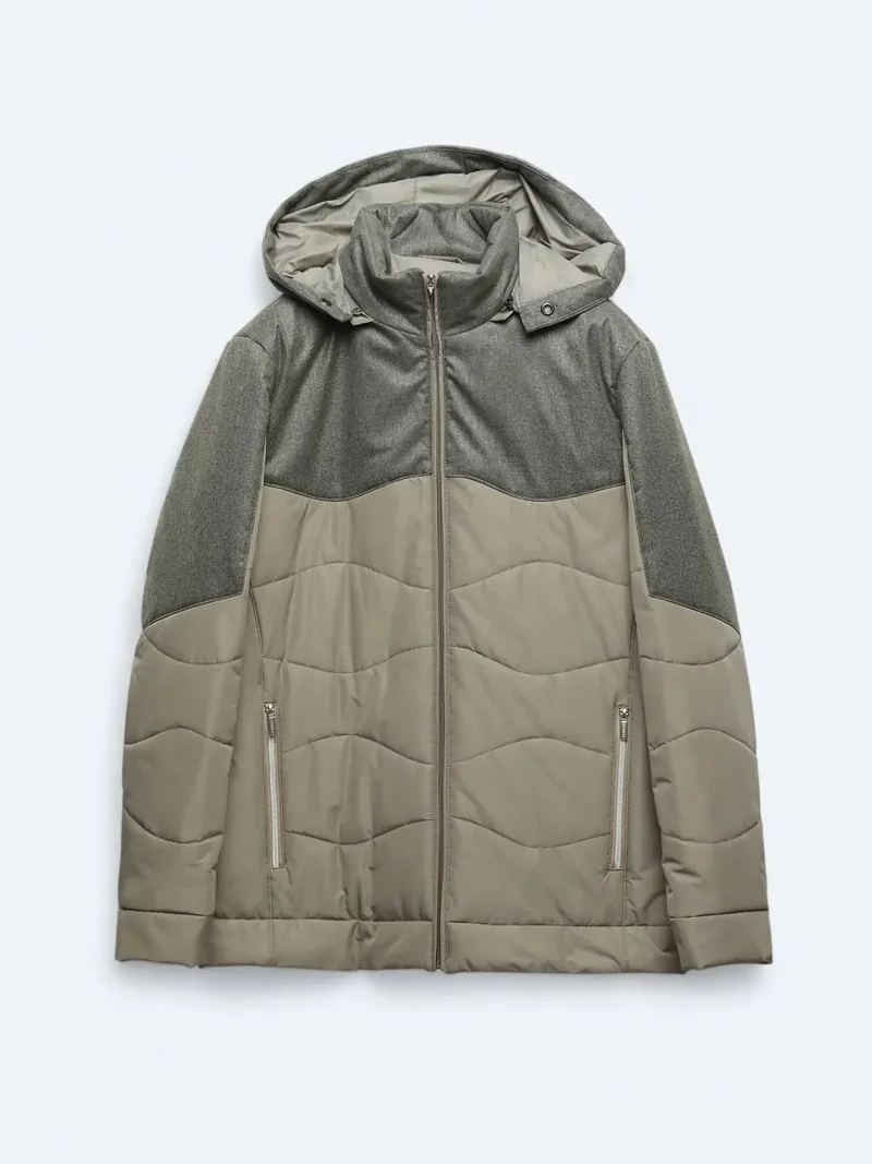 كيب معطف من فرو المنك بقصة عادية، مصنوع من نسيج محبوك، بغطاء رأس قابل للإزالة