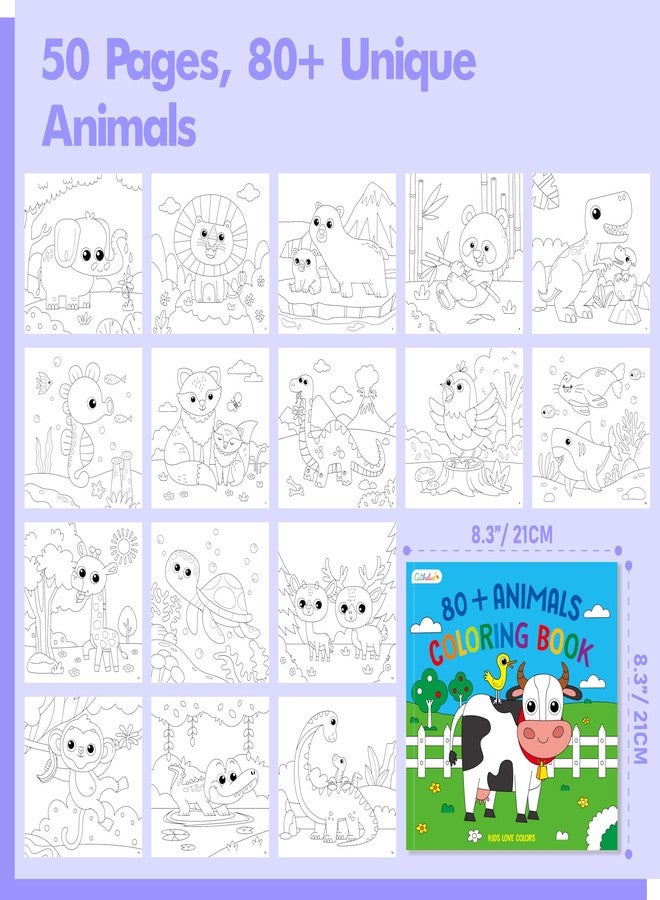 Gethelud Coloring Activity Book, 50 Cute Coloring Pages with 200 Stickers, Dinosaur Farm/Marine/Wild Animal Scenes for Kids Relaxation, Comfy Day, Cozy Hygge Moment (8.3” x 8.3”) - Image 2