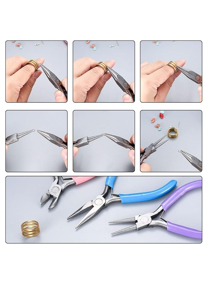 أدوات صنعة المجوهرات، مجموعة من 3 قطع تتضمن كماشات لصنع المجوهرات، كماشة أنف إبرة، كماشة أنف دائري، وقاطع أسلاك، مثالية لإصلاح المجوهرات، والحرف اليدوية، وإمدادات صنع المجوهرات. - Image 2