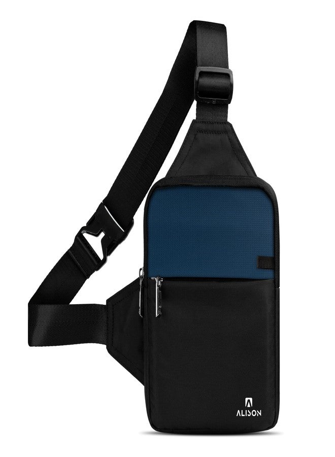 Alison Sling Bag-Chest Bag for Men & Women - Small Passport Stylish Cross Body Travel Office Messenger One Side Shoulder Hand Bag comes with Padded & Water-resistant (Black) (Blue) - Image 1