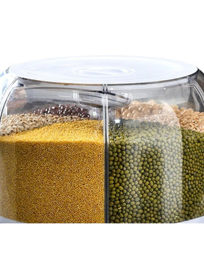 ج ت س آ ل حاوية تخزين حبوب دوارة، موزع أرز، حاوية أرز بستة أقسام، موزع طعام دوار 360 درجة، موزع حبوب دائري بضغطة زر واحدة، مناسب للمطبخ، للحبوب والبقوليات والأرز. - Image 5