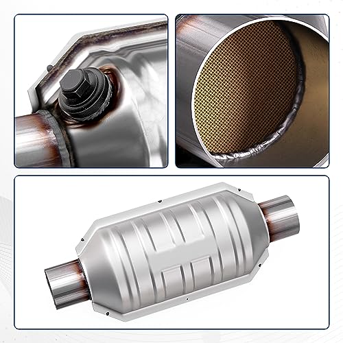 ASOPARTS 2.25" Universal Catalytic Converter, 2.25" Inlet/Outle Cat Converter with Heat Shield and O2 Port - Image 3