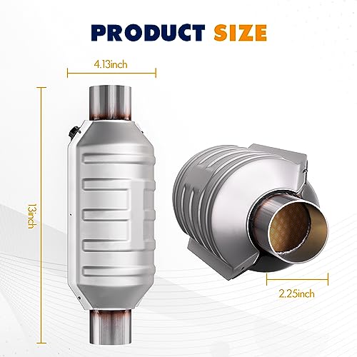 ASOPARTS 2.25" Universal Catalytic Converter, 2.25" Inlet/Outle Cat Converter with Heat Shield and O2 Port - Image 5