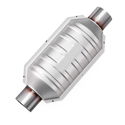 ASOPARTS 2.25" Universal Catalytic Converter, 2.25" Inlet/Outle Cat Converter with Heat Shield and O2 Port - Image 1