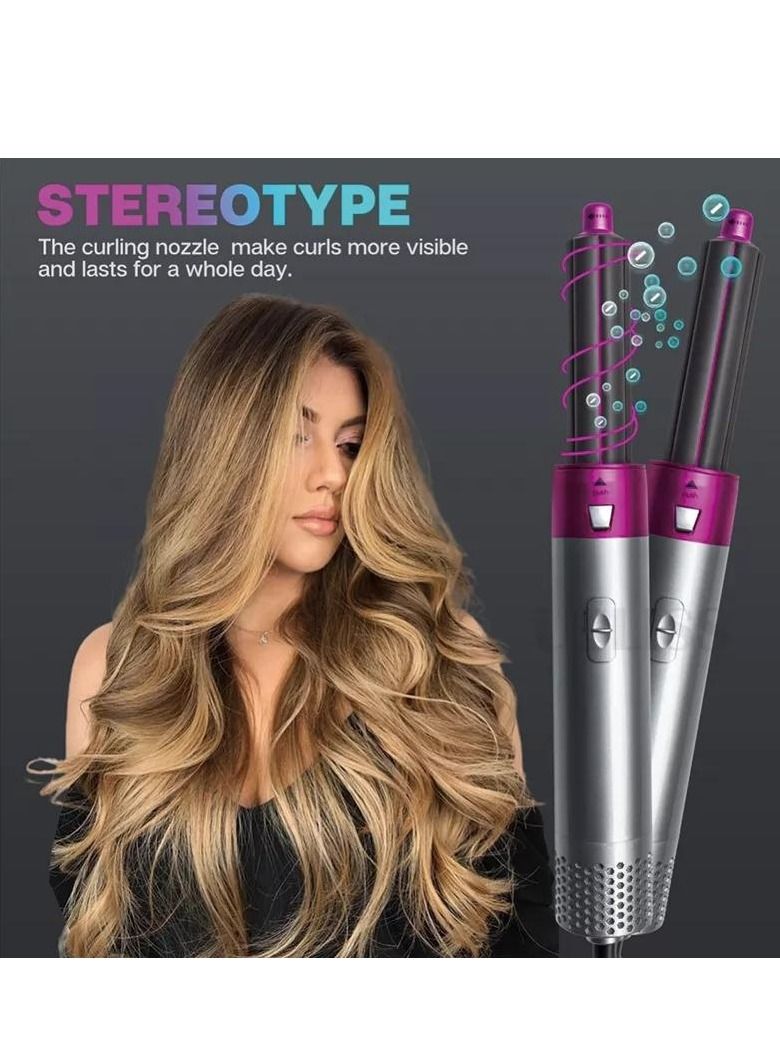 5 In 1 Hair Curler Rotating Hair Dryer Hair Straightener Comb Curling Brush 5 interchangeable barrels, 3 adjustable modes - Image 1