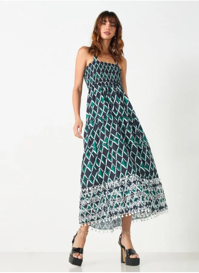 2Xtremz 2Xtremz All-Over Print Halter Dress with Shirred Detail