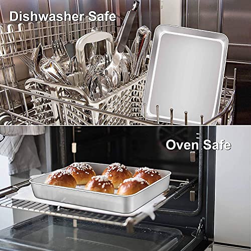 meleg otthon Sheet Pan,Cookie Sheet,Heavy Duty Stainless Steel Baking Toaster Oven Jelly Roll Deep Edge,Superior Mirror Finish, Dishwasher Safe (7.9 * 9.85 * 2 inches) - Image 5