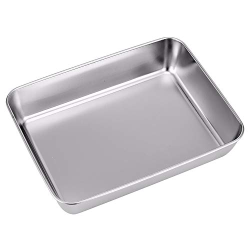 meleg otthon Sheet Pan,Cookie Sheet,Heavy Duty Stainless Steel Baking Toaster Oven Jelly Roll Deep Edge,Superior Mirror Finish, Dishwasher Safe (7.9 * 9.85 * 2 inches) - Image 1
