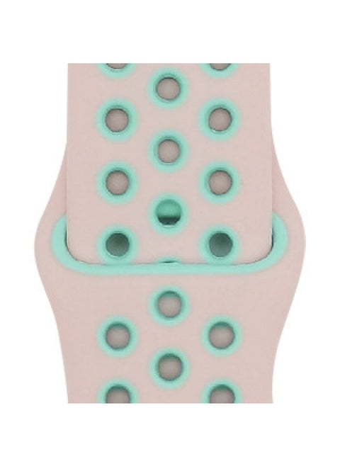 Suitable For Apple Two-color Silicone Nike Strap Nike Hole Apple Iwatch Breathable Sports Watch Strap-Color:25 Pink + Mint Green-Specifications:38/40/41mm-L