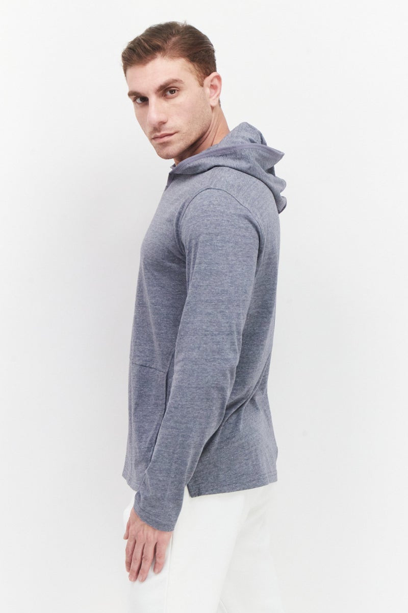 Kenneth Cole سويت شيرت رجالي بقلنسوة بأكمام طويلة سادة، رمادي - Image 4