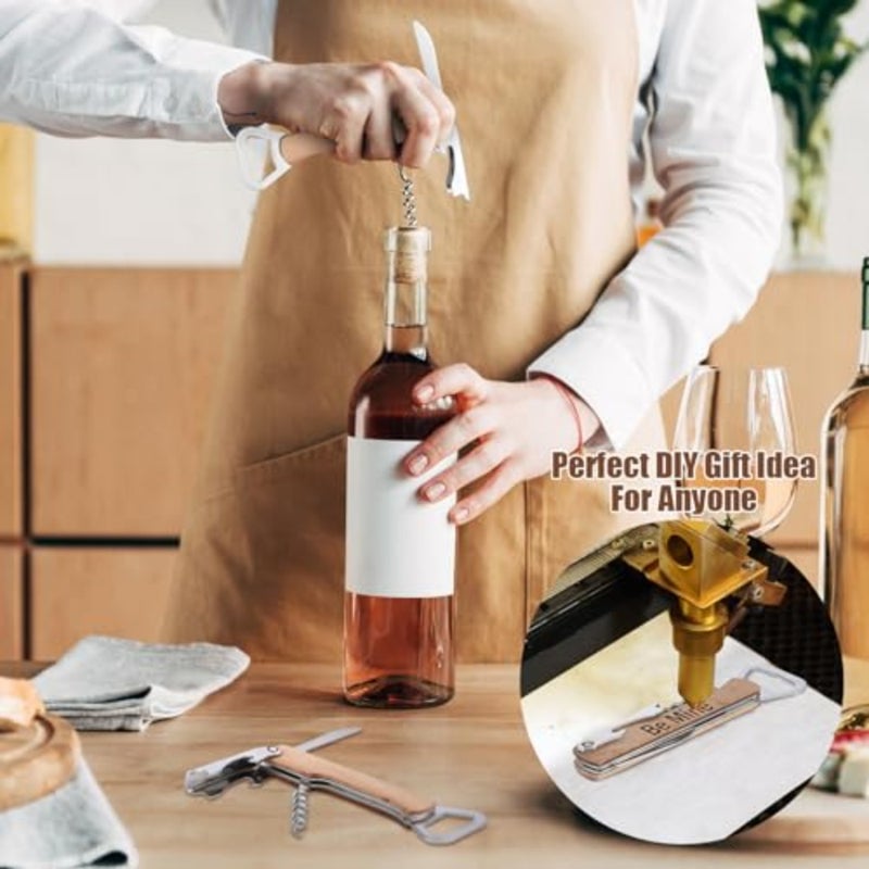 12 Pcs Wood Wine Bottle Opener Bachelor Groomsmen Gift 4 in 1 Corkscrew Wine Opener with Foil Cutter Blank DIY Engraving Gift for Wedding Proposal Party Favors Khaki - Image 5