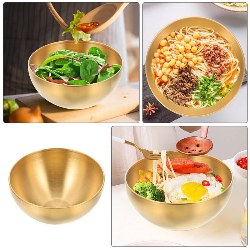 أوعية تقديم من الفولاذ المقاوم للصدأ ١٥ سم طراز كوري ٢ قطعة لفواكه السلطة مطبخ طعام - Image 4