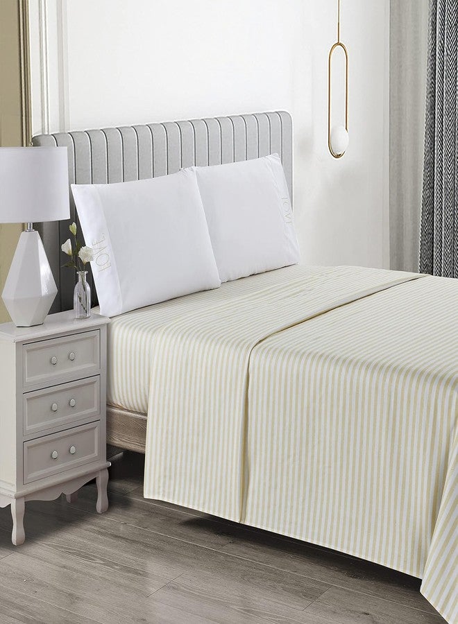 Rae Dunn Embroidered Sheet Set with Pillowcases, 4 Piece (Yellow Stripes, King (U.S. Standard)) - Image 1