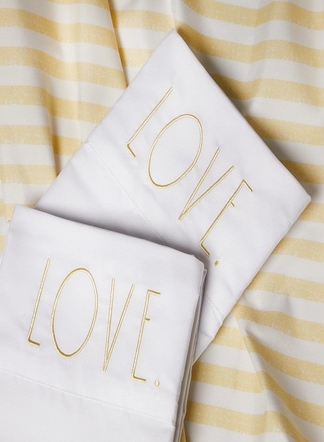 Rae Dunn Embroidered Sheet Set with Pillowcases, 4 Piece (Yellow Stripes, King (U.S. Standard)) - Image 3