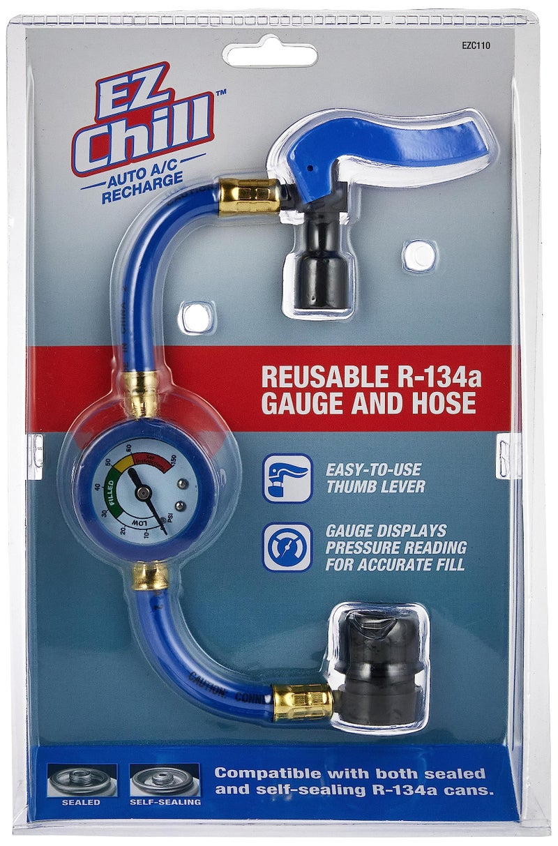 A/C Pro Car Air Conditioner Refrigerant Gauge and Hose by A/C Pro, EZ Chill Reusable AC Recharge Kit for Cars, Trucks,3 x 11 x 8 inches - Image 1