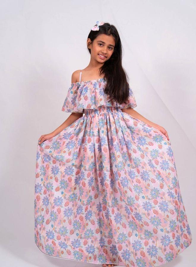Maithili Printed A-Line Off Shoulder Maxi Dress - Image 1
