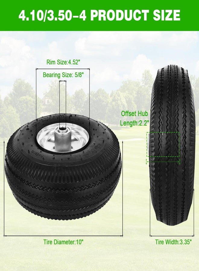 RRQ 10 Inch Pneumatic Wheel 4.10/3.50-4 Tire, 10" Pneumatic Wheels with 5/8" Bearings,2.2" Offset Hub for Garden Cart, Hand Truck, Lawn Cart, Mower (2 Pack) - Image 4